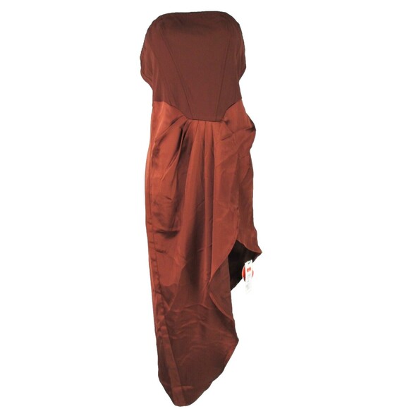 CIDER Rust Crepe Satin Sleeveless Dress Asymmetrical Hem Pleated Poly Span R21 - Picture 1 of 11